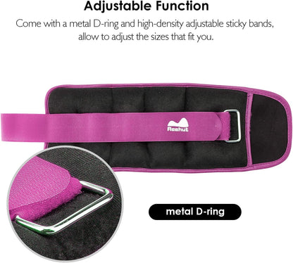 Ankle Weights Set 3 Lbs (1 Pair) for Women, Men and Kids, Wrist Arm Leg Weight for Fitness, Exercise, Walking, Jogging, Gymnastics, Aerobics, Gym - Purple - 1.5 Lbs Each